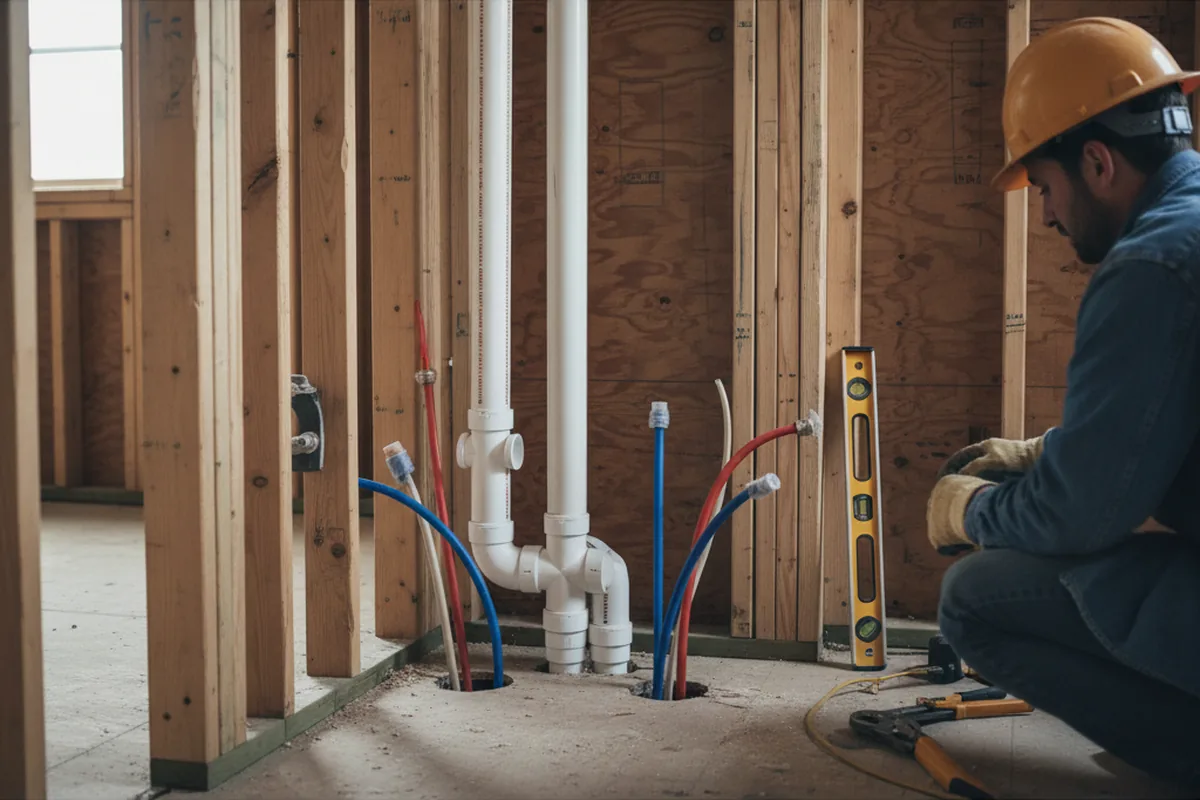 Drain and supply rough-in during Drain Cleaning in Port Arthur