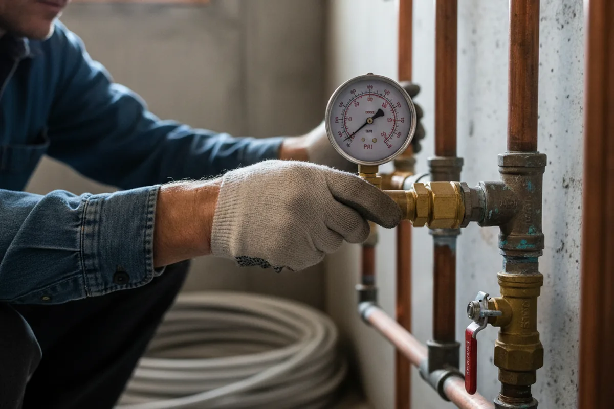 Pressure testing a repaired line during Water Line Repair in Port Arthur